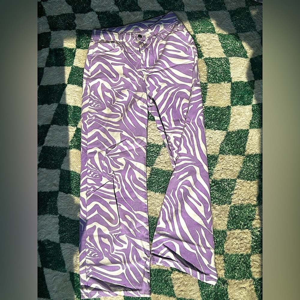 Purple and White Animal print pants